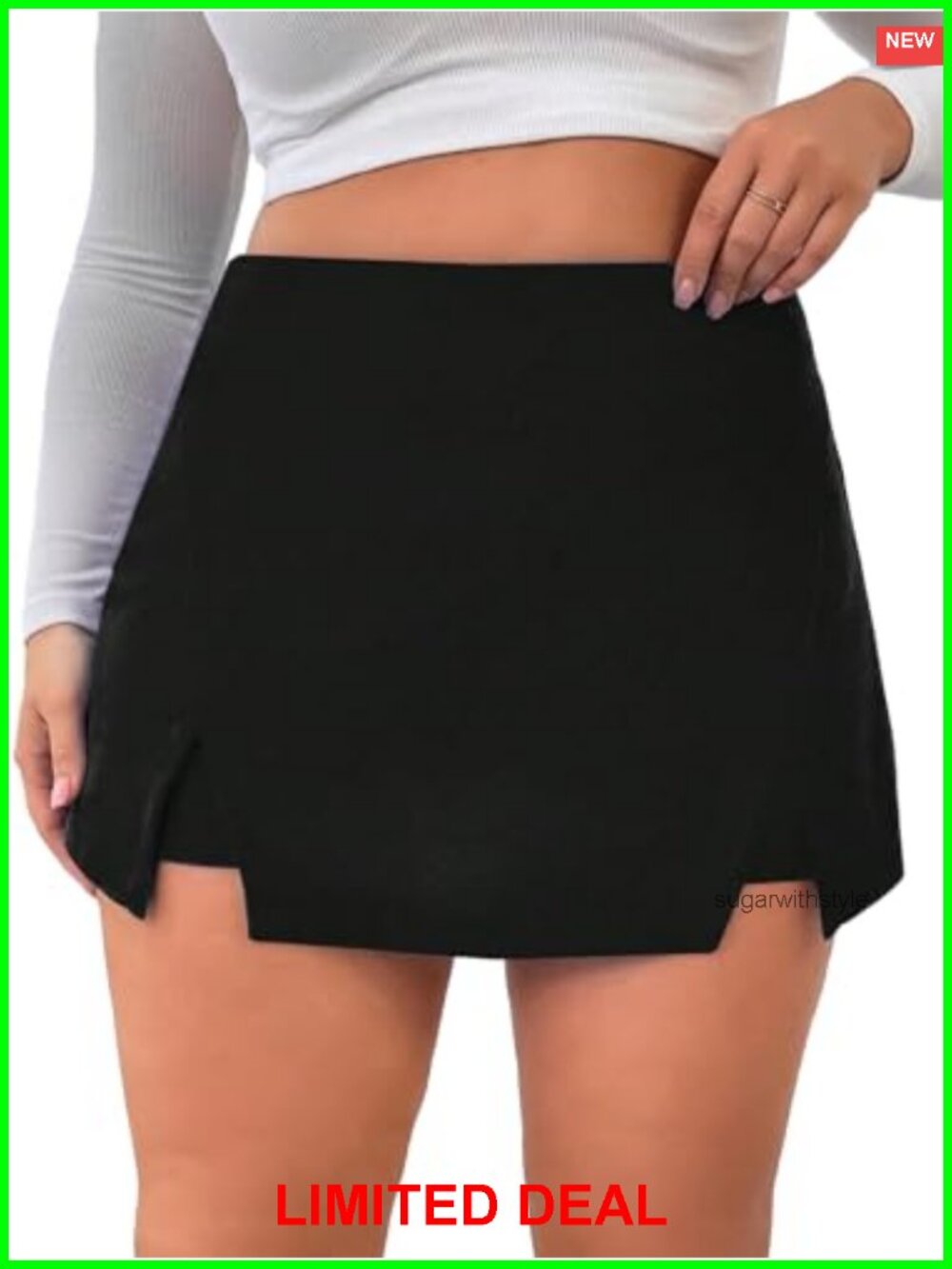 Plus Size Asymmetrical Skorts High Waisted Skirt Shorts Stretch